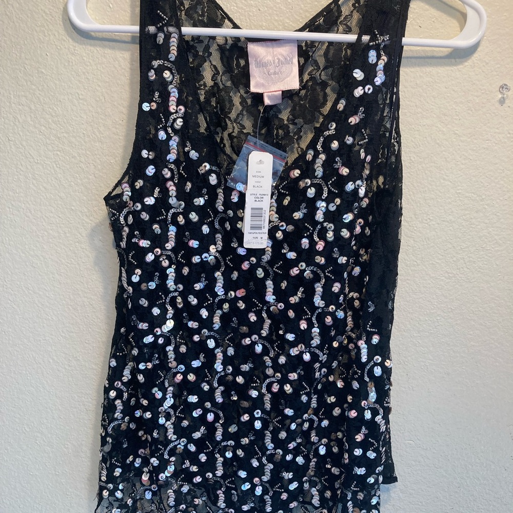 Beautiful night party blouse Romeo and Juliet culture medium black with bright